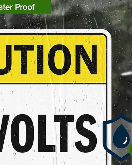 Caution Volts Sign, 10x7 Inches, 4 Mil Vinyl Decal Stickers Weather Resistant, Made in USA by My Sign Center