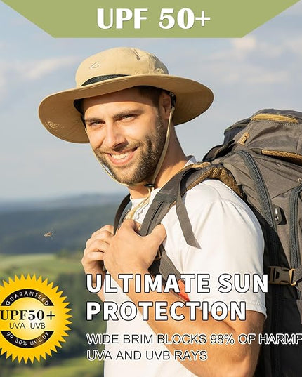 Oversized XL XXL Waterproof Sun Hat for Big Heads Mesh Bucket Hat Wide Brim Adjustable Packable Hiking Beach Fishing
