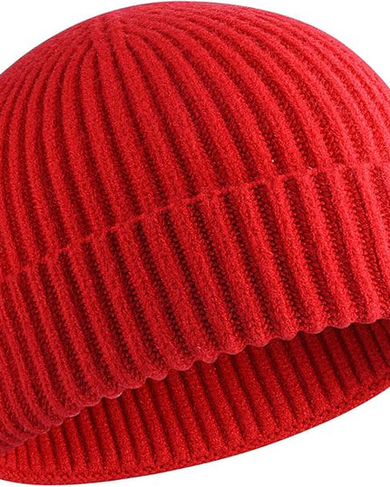 50% Wool Warm Cuffed Swag Knit Short Fisherman Beanie for Men Women Winter Hats Trawler Skull Cap