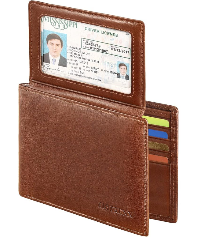 Sigtrenx Leather Wallets for Men, Genuine Leather Mens Wallets Bifold Rfid Blocking with 2 ID Windows