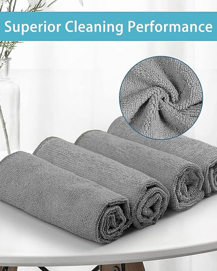HOMEXCEL Grey Microfiber Cleaning Cloth, 8 Pack Cleaning Towels for Kitchen, Lint Free, Scratch-Free, Highly Absorbent, and Reusable Cleaning Rags for House, Window and Glass, Cars, 11.5 X11.5 inch