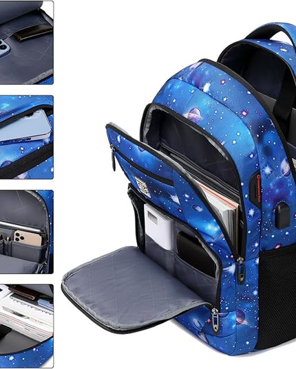 Laptop Backpack,Business Travel Anti Theft Slim Durable Laptops Backpack with USB Charging Port,Water Resistant College Computer Bag for Women & Men Fits 15.6 Inch Laptop and Notebook-Dreamy Blue