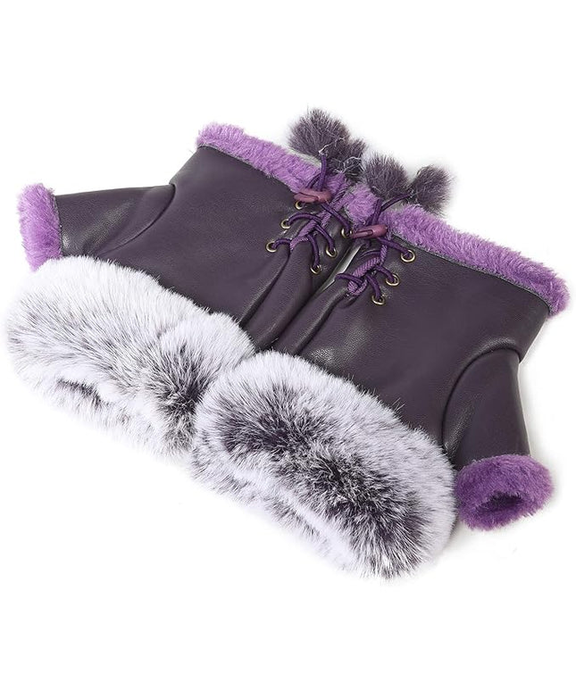 Cute Winter Gloves - Fuzzy Furry Faux Fur Lined, Warm Hands Warmer for Women