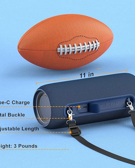 Passau Portable Bluetooth Speakers 40W Peak Loud Stereo Sound, Passive Radiators-Deep Bass, All Day Playtime, Adjustable Strap, BT5.3, IPX5 Wireless Speaker RGB Lights for Indoor Outdoor-Blue