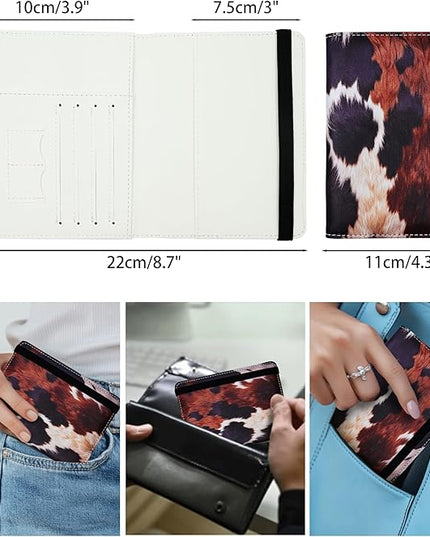 Passport Holder for Women and Men PU Leather Passport Cover for Travel (Cow Print)