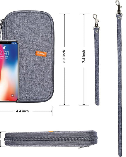 RFID Family Passport Wallet Holder Waterproof, Travel Document Organizer Credit Card Clutch Bag for Men Women