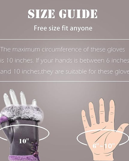 Cute Winter Gloves - Fuzzy Furry Faux Fur Lined, Warm Hands Warmer for Women