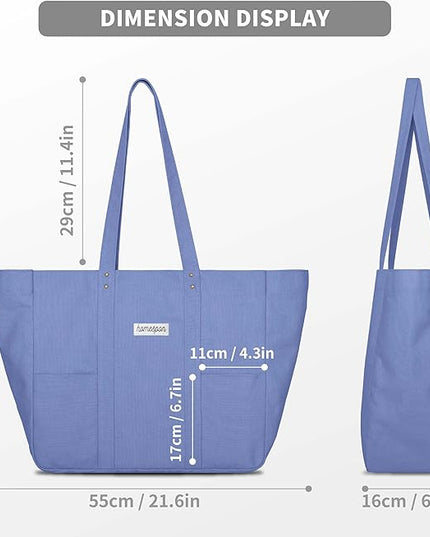 HOMESPON Large Canvas Tote Bag for Women Everything Bag with Pockets and Laptop Sleeve