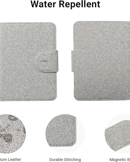 LHiDS Leatherette Passport Holder with RFID Protection, Premium PU Leather, Snap Button Closure, Travel Passport Wallet Cover for Passport, Boarding Passes, Business Cards, Cash (Grey)