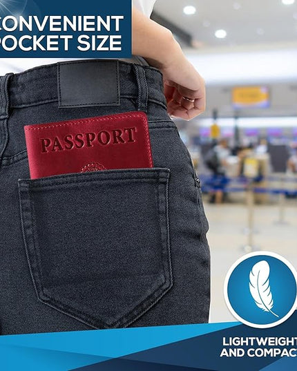 Ciana Passport Holder for Travel – PU Leather Passport Cover and Card Holder for Men & Women – Slim Passport Holder with Card Protector Slot, Travel Must Haves (Burgundy)