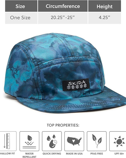 Skida 5 Panel Cap Outdoor UPF Sun Protection Wide Brim Camp Hat Running, Hiking, Golf, Pickleball, Beach Outings