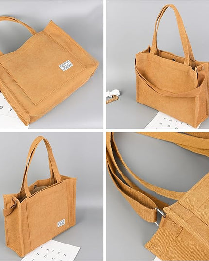 Valleycomfy Corduroy Tote Bag for Women Travel Crossbody Bag Purse Women Shoulder Bags Work Handbags Everyday Hobo Bag