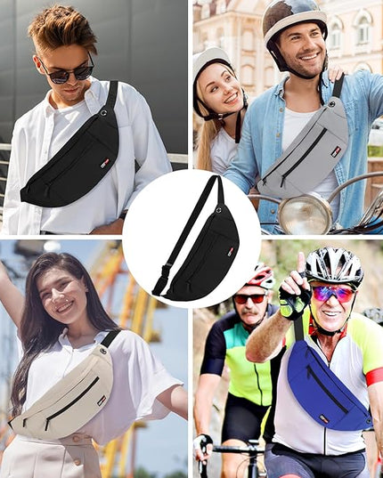 MAXTOP Large Crossbody Fanny Pack with 4-Zipper Pockets,Gifts for Enjoy Sports Festival Workout Traveling Running Casual Hands-Free Wallets Waist Pack Phone Bag Carrying All Phones