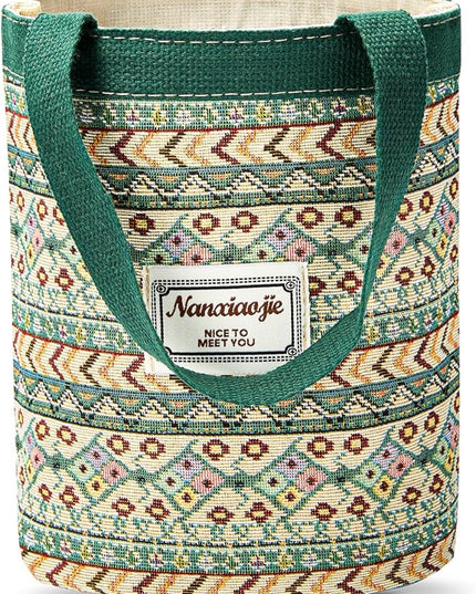 Women Tote Bag,Small Jute Casual Tote's Handbag Embroidered Personalized Bucket Bag,Reusable Grocery Shopping Bags