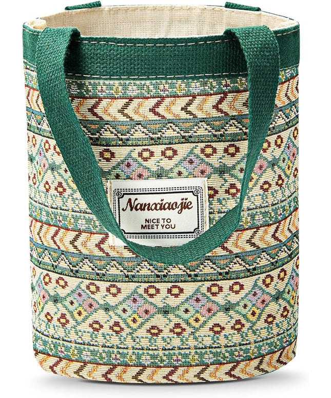 Women Tote Bag,Small Jute Casual Tote's Handbag Embroidered Personalized Bucket Bag,Reusable Grocery Shopping Bags