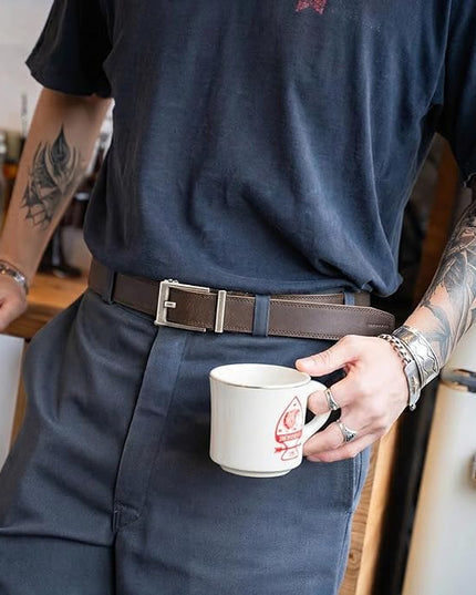 CHAOREN Leather Ratchet Belt Men - Mens Belts Casual Accessories for Every Occasion (35mm)