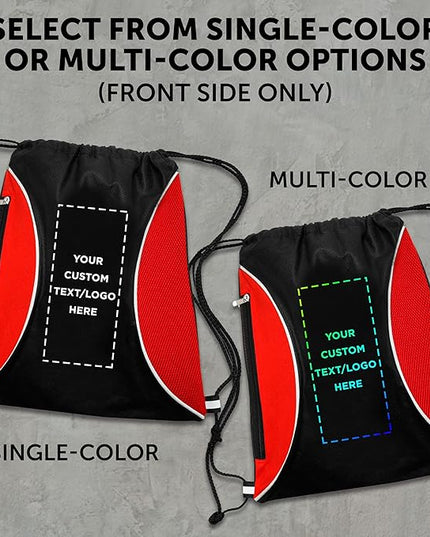 DISCOUNT PROMOS Custom Non-Woven Drawstring Backpacks Set of 10/50/100, Personalized Bulk Pack