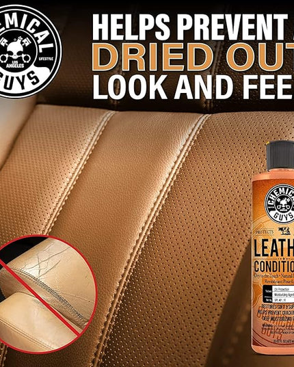 Chemical Guys SPI410 Leather Cleaner and Conditioner Bundle with ACC_S95 Long Bristle Horse Hair Leather Cleaning Brush, Safe for Car, Home, Office, & More (3 Item Bundle with 2-16 fl oz Bottles)