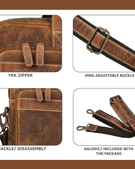 LEATHER VILLAGE 18" Leather Laptop Messenger Briefcase Bag for Men-Leather Satchel for Travel and Office Shoulder Bag- Sun Tan Brown