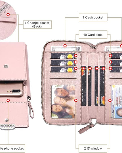 KUKOO Small Crossbody Bag Cell Phone Purse Wallet with Credit Card Slots for Women