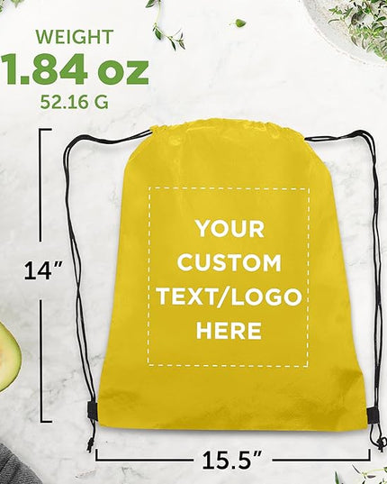 DISCOUNT PROMOS Custom Non-Woven Drawstring Backpacks Set of 10/50/100, Personalized Bulk Pack