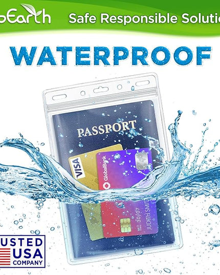 EcoEarth 4x6 Inch Passport & Card Holders (Clear, 10 Pack), Extra Large (XXL) Vertical ID Holder, Resealable and Waterproof Identification Name Card Holder