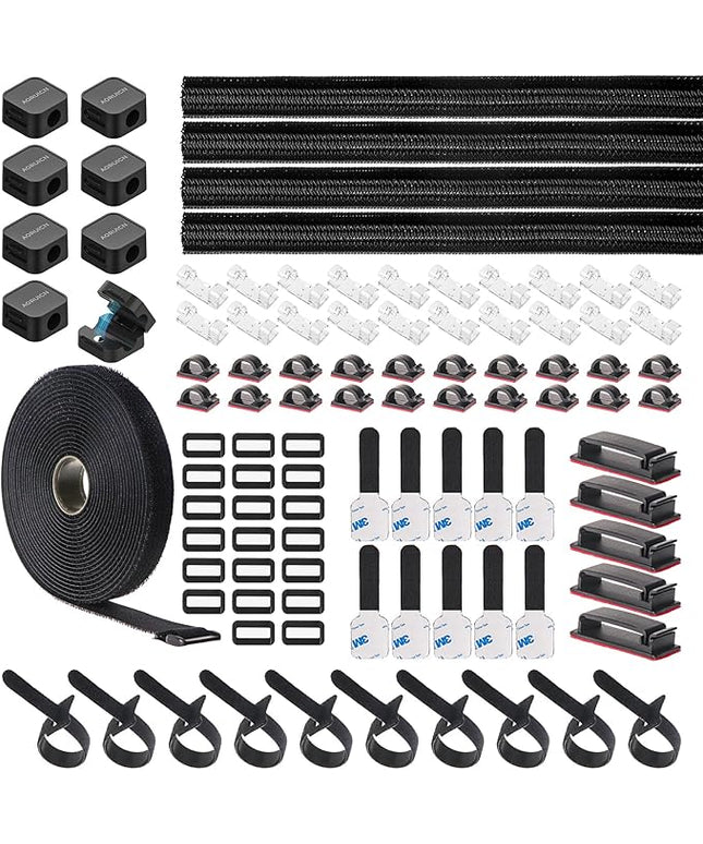 Cable Management Organizer Kit, Desk Cable Organizer, Cable Management Under Desk, Wire Management and Cord Organizer for Home, Office, Standing Desk