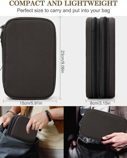 FYY Electronic Organizer, Large Travel Cable Organizer Bag Pouch Electronic Accessories Carry Case Portable Waterproof Double Layers All-in-One Storage Bag for Cable, Cord, Charger, Phone, Coffee