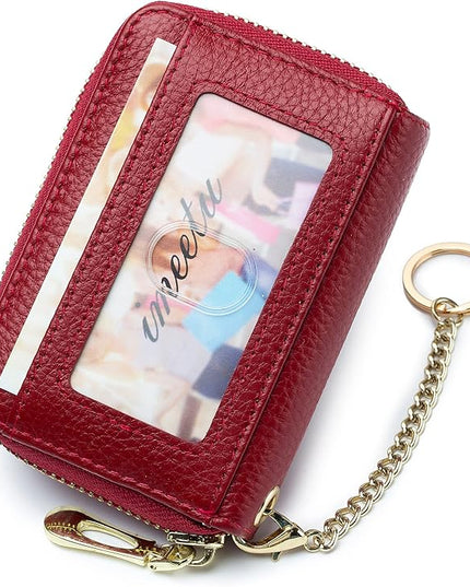 imeetu RFID Credit Card Holder, Small Leather Zipper Card Case Wallet for Women