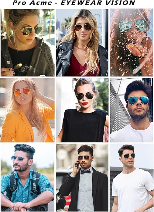 Pro Acme Classic Aviator Sunglasses for Women & Men Glass Lens Metal Frame UV400 Driver Sunglasses
