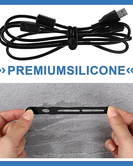 42 Pcs Silicone Cable Ties Reusable Cord Straps Multipurpose Elastic Cable Organizer for Bundling Fastening Earphone Phone Charger Home Office School (Black, White, Gray,3.15 Inch)
