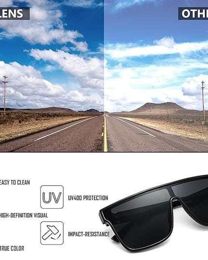 FEISEDY Sunglasses for Women Men, Fashion Mirrored Single Lens, Driving Beach Sunnies UV400 Shades B2996
