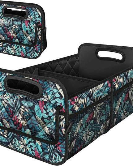 Deosk Car Trunk Organizer for SUV, Car Organizers and Storage with 6 Pocket, Car Accessories for Women/Men 50L Waterproof Polyester Trunk Organizer(Medium, Leaves)