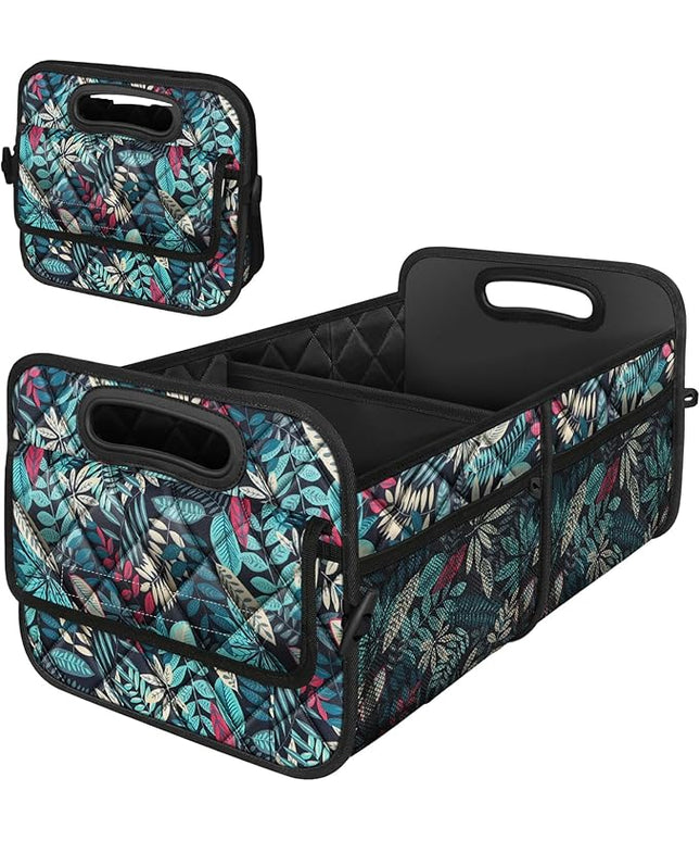 Deosk Car Trunk Organizer for SUV, Car Organizers and Storage with 6 Pocket, Car Accessories for Women/Men 50L Waterproof Polyester Trunk Organizer(Medium, Leaves)