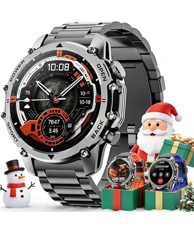 Hwagol Smart Watches for Men (Call/Notification),Two Style Kits,Military Smart Watch with Heart Rate/Sleep Monitor/Pedometer for Android and iOS,1.52''HD DIY Screen Fitness Tracker