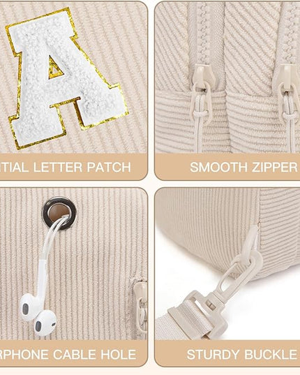 Viverte Small Corduroy Sling Bag Initial Crossbody Bag Fanny Pack for Girls Personalized Birthday Gifts for Teen Girls Gifts