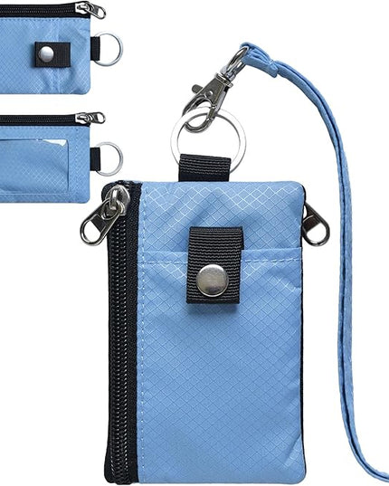Minimalist RFID Blocking Small Wallet with ID Window,WaterResistant Zip Id Case Wallet with Lanyard Keychain for Cards,Cash,Travel,Women,Men