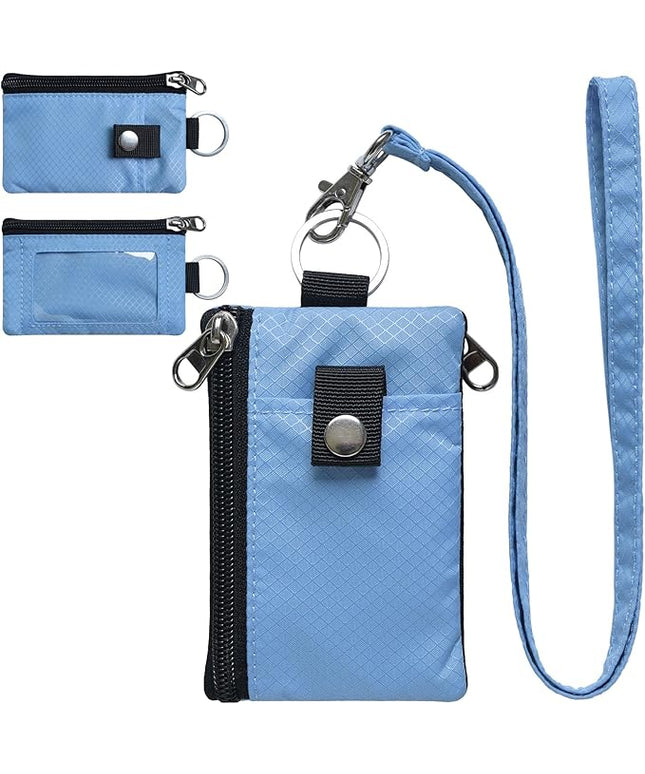 Minimalist RFID Blocking Small Wallet with ID Window,WaterResistant Zip Id Case Wallet with Lanyard Keychain for Cards,Cash,Travel,Women,Men