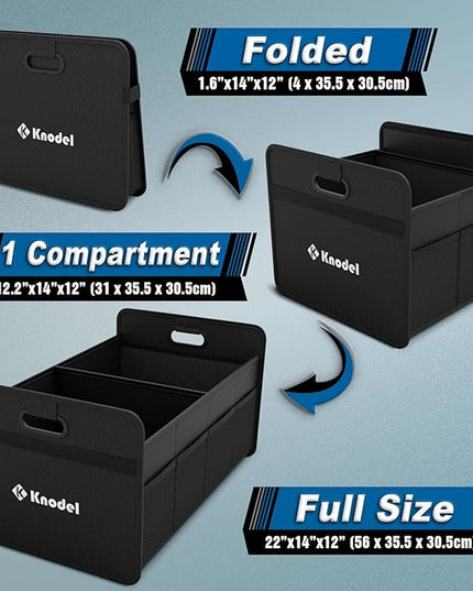 K KNODEL Car Trunk Organizer, Foldable Organizer for Car, Automotive Consoles & Organizers, Storage with Reinforced Handles (Medium, Black)