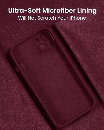FireNova Designed for iPhone 14 Case, Silicone Upgraded [Camera Protection] Phone Case with [2 Screen Protectors], Soft Anti-Scratch Microfiber Lining Inside, 6.1 inch, Plum