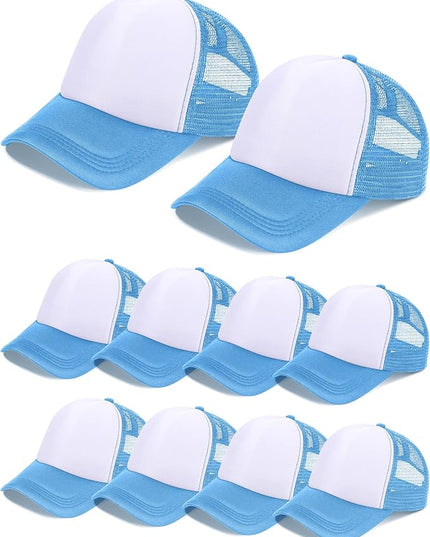 10 Pcs Sublimation Blank Trucker Hats Bulk Mesh Baseball Cap Polyester Mesh Trucker Hat for Men and Women