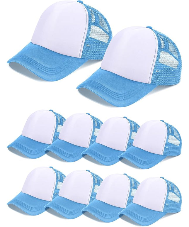 10 Pcs Sublimation Blank Trucker Hats Bulk Mesh Baseball Cap Polyester Mesh Trucker Hat for Men and Women
