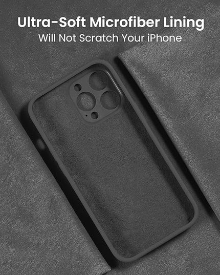 FireNova for iPhone 14 Pro Case, Silicone Upgraded [Camera Protection] Phone Case with [2 Screen Protectors], Soft Anti-Scratch Microfiber Lining Inside, 6.1 inch, Space Gray