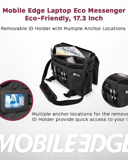 Mobile Edge Laptop Eco Messenger Eco-Friendly, 17.3 Inch Cotton Canvas, Charcoal for Men, Women, Business, MECME5, Ash