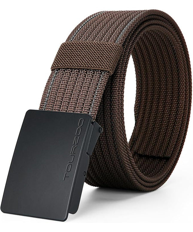 Nylon Military Tactical Belts for Men 1.5" No Holes Adjustable Webbing Canvas Belt for Hiking, Casual & Outdoor