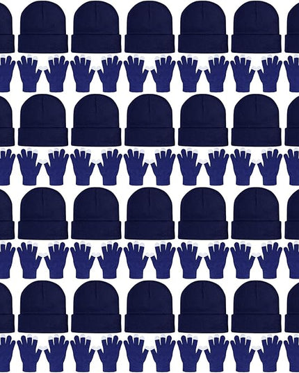 SATINIOR 56 Pcs Bulk Winter Hats and Gloves Set for Homeless Beanies Touchscreen Gloves Knit Cuffed Skull Caps for Men Women
