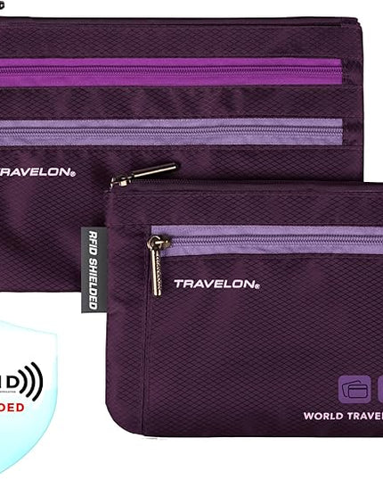 Travelon World Travel Essentials Set of 2 Currency and Passport Organizers
