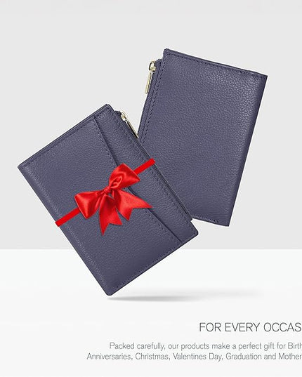 Oak Leathers Leather Wallet For Women - Small RFID Coin Purse Credit Card & ID Holder for Ladies, Gift for Women's, Bifold Wallets (Nappa Blue)