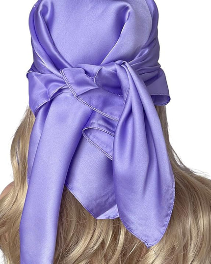 CHUNG Women's Square Satin Scarf 27.5" Bandanas Solid 50s Retro Neck Scarves Emulation Silk Handbag Hair Ribbons Necktie