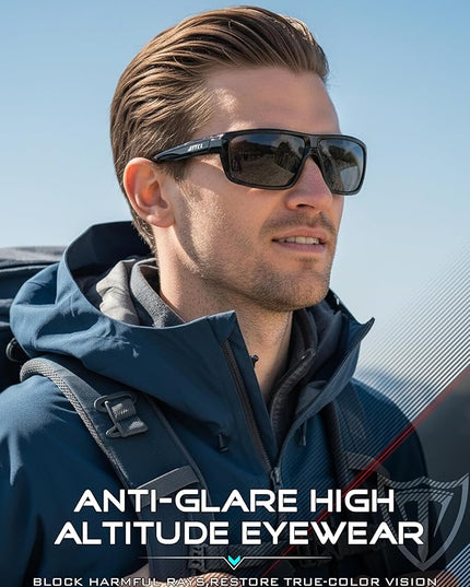 ATTCL Polarized Sunglasses Men for Fishing: UV Protection Lightweight TR90 Sports Wrap Sun Glasses Driving Golf Running